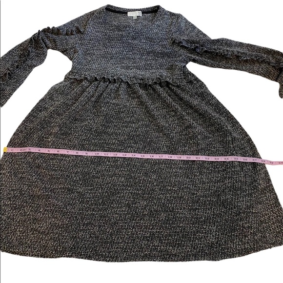 Anthropologie Ro&De Gray Long Sleeve Knit Stella Ruffle Dress, Size XS - Picture 10 of 15
